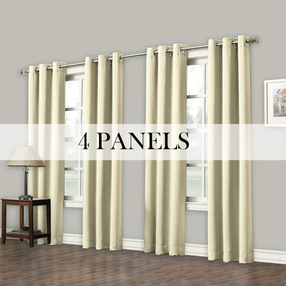 4 Panels Blackout Curtains Grommet Room Darkening Sun Blocked Curtains for Living Room, Bedroom, Set of 4 Panels