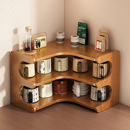 Corner Shelf Organizer 2 3 Tier Space Saving Desk Corner Rack for Home Office Bedroom Living Room, Sturdy Countertop Display Shelf for Plants Books Stationery Decor, Modern Minimalist Design