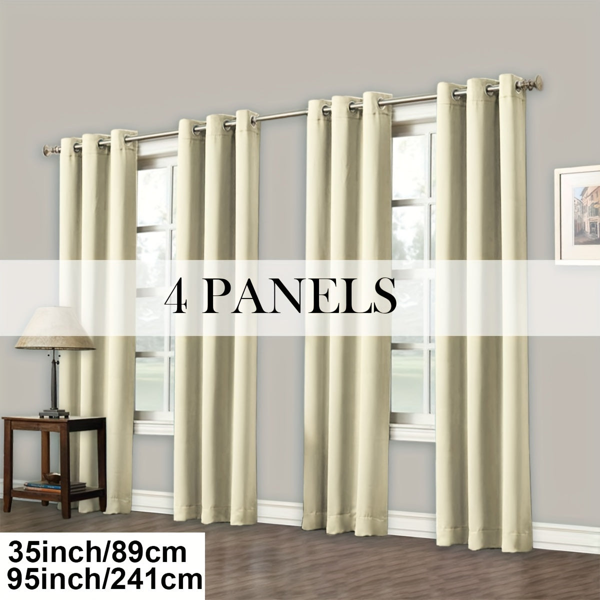 4 Panels Blackout Curtains Grommet Room Darkening Sun Blocked Curtains for Living Room, Bedroom, Set of 4 Panels