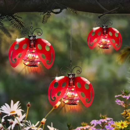 Beetle And Butterfly Hanging Ornaments, Home Decor Hanging, Indoor/Outdoor Waterproof Solar Lights with Spring Clips for Patio, Balcony, Porch, Trail 5.5*2.5in