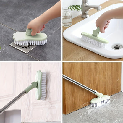 120cm/47.2inch long handled frosted brush with rotating brush head, floor brush, washing brush, adjustable rod, small shower tile grouting brush, cleaning brush suitable for bathroom, bathtub, kitchen, balcony wall, deck, green