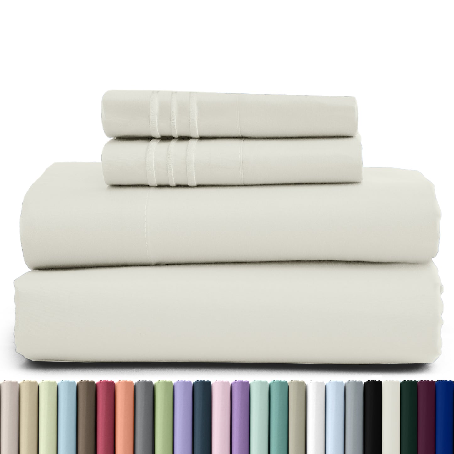 Hannah Bedding 4 Pieces Solid Colors Bed Sheets - 1800 Series Brushed Sheet Set With Pillowcases, Deep Pocket Bedding Set For Ultimate Comfort - Lightweight And Breathable Cooling Sheet Set - 16 Inches Deep Pocket