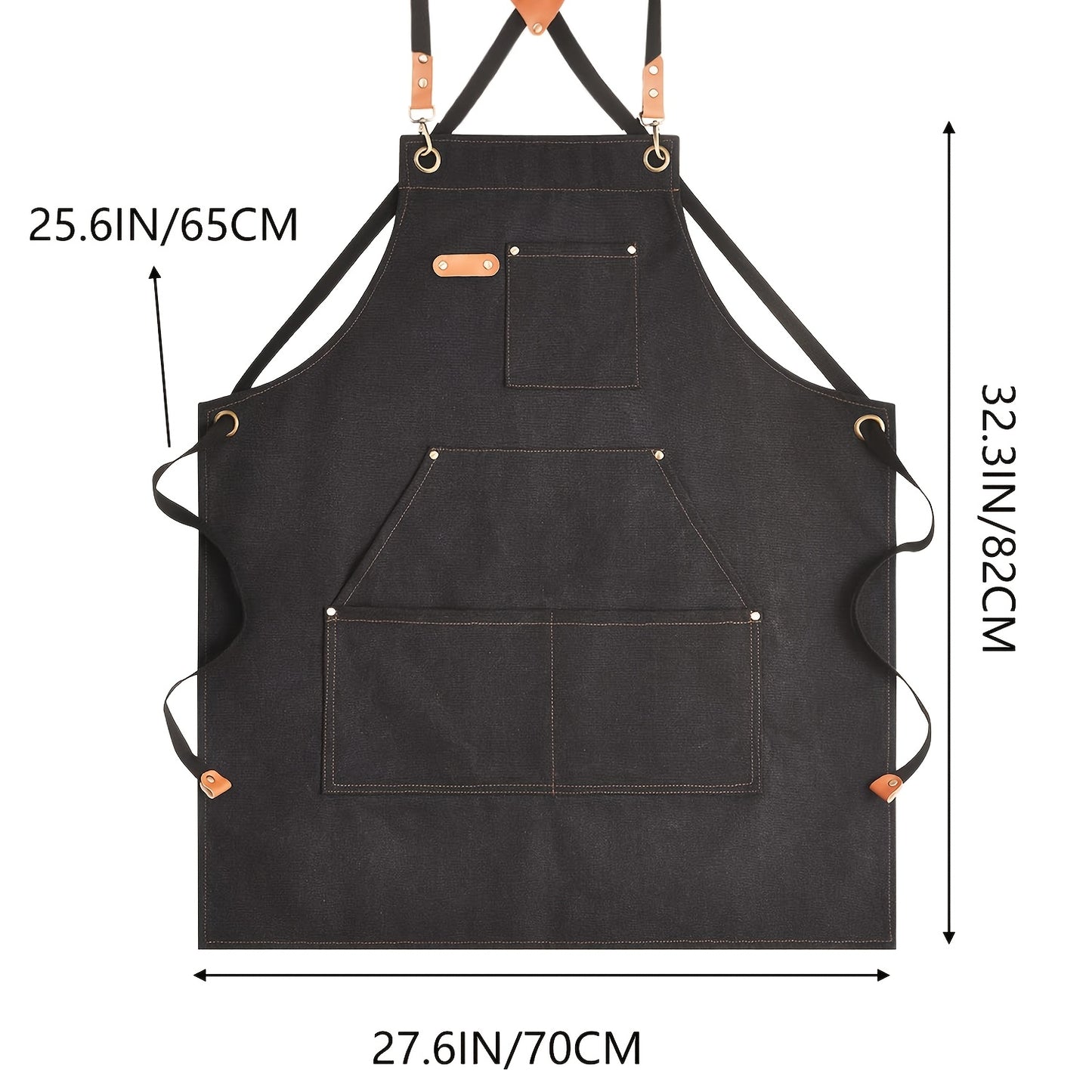Durable Professional Work Apron for Men - Made from 16Oz Canvas with a Crossback Style And Extra Large Pockets, Ideal for Cooking, Barbecuing, Gardening, And Workshop Safety