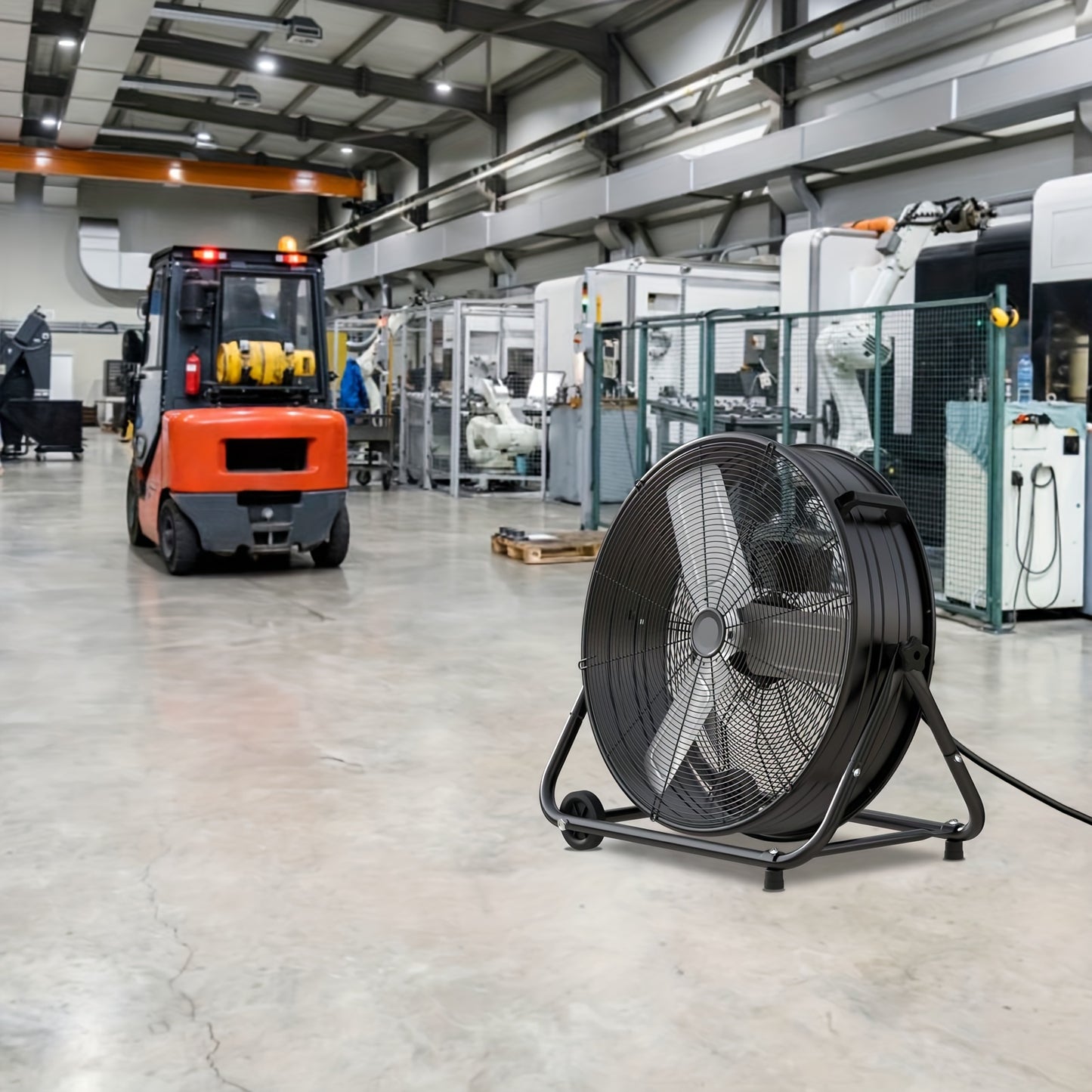 Industrial Drum Fan High Velocity Floor Fan 24/30 Inch 3-Speed Heavy Duty Metal Air Circulator 360° Tilt with Casters ETL Listed for Warehouse Garage Patio Commercial Use