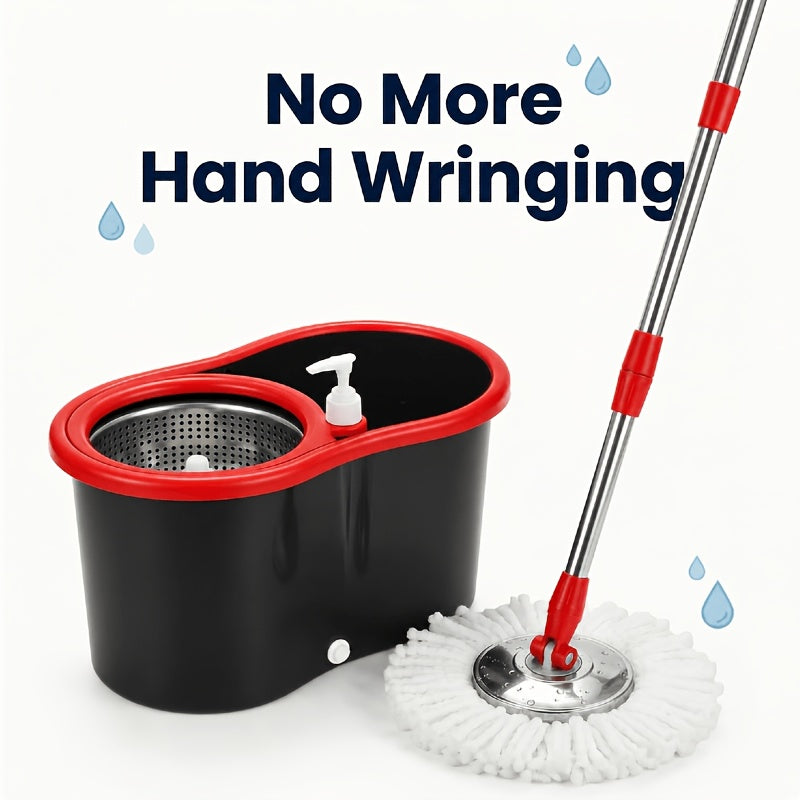 Spin Mop And Bucket Set, 4 Mop Heads Or Bucket with Wringer Set, 360°Spin Mop Kit with 2 Microfiber Mop Heads, Spinning Mop Bucket System for Floor Cleaning