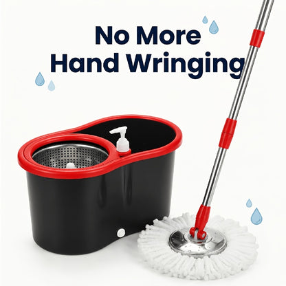 Spin Mop And Bucket Set, 4 Mop Heads Or Bucket with Wringer Set, 360°Spin Mop Kit with 2 Microfiber Mop Heads, Spinning Mop Bucket System for Floor Cleaning