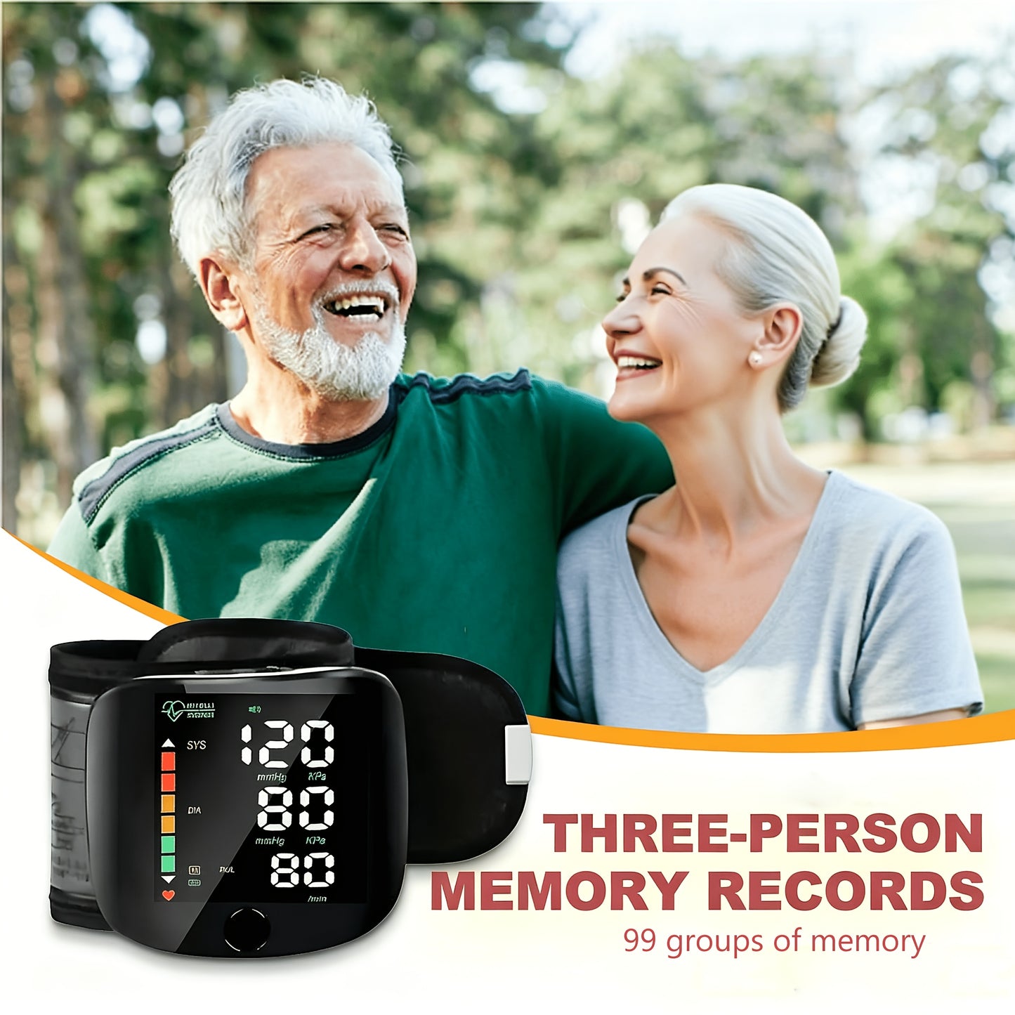 Wrist Blood Pressure Monitor with LCD Display, Adjustable Cuff and Pulse Rate Detection, Large Screen Portable Digital Blood Pressure Machine, Supports One-button Operation.