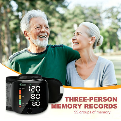 Wrist Blood Pressure Monitor with LCD Display, Adjustable Cuff and Pulse Rate Detection, Large Screen Portable Digital Blood Pressure Machine, Supports One-button Operation.