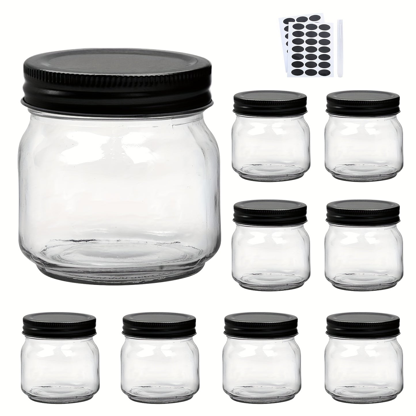9/18/27/36-Pcs, 8oz Glass Jars with Lids, Regular Mouth Mason Jars for Storage, Spice Canning Jar for Caviar, Herb, Jelly, Jams, Honey, Dishwasher Safe