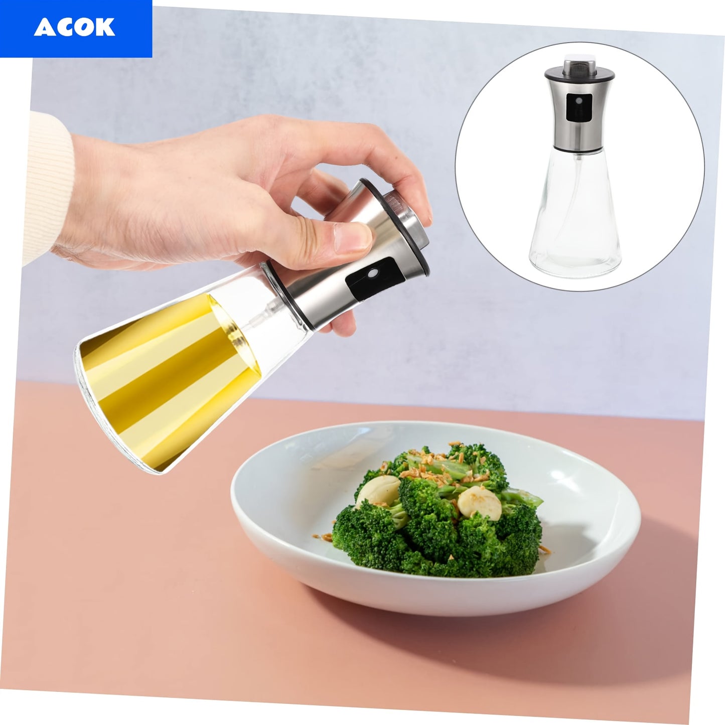 Oil Sprayer For Cooking- Stainless Steel Oil Spray Bottle, Pressurized Spray Glass Oil Spray Pot, Kitchen Olive Oil Cooking, Barbecue Restaurant Oil Spray Bottle, Christmas Essentials