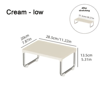 Expandable Multi-Tier Desktop Organizer - Durable PP & Stainless Steel Storage Box with Transparent Lid for Kitchen, Bathroom, Cosmetics - Space-Saving Countertop Organizer, Kitchen Storage Cabinet, Sleek Design, Easygrip Handles