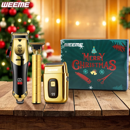 [Ideal Gift] 3pcs Set Golden Hair Clippers Professional, Beard Trimmer, T-Blade Trimmer Kit For Men, Cordless Hair Cutting And Styling Tools, Golden Design Shaver, Ideal Birthday Father's Day Gift For Men
