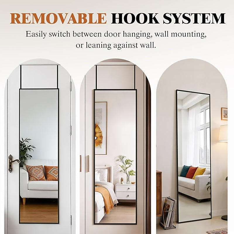 47x14 Full Length Mirror Over The Door/Wall Mounted - Vertical Hanging Mirror with Lightweight Aluminum Alloy Frame, Full Body Dressing Mirror Suitable for Bedroom, Living Room, Entryway - Install, Space-Saving Vertical Mirror