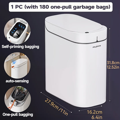 1pc/2pcs/3pcs Self-Emptying Trash Can with Drawstring Bags, Hands-Free Pull-Out Design, 3.8-Gallon Capacity – Ideal for Home, Bathroom, Kitchen, Bedroom & Dorm Room Decor and Accessories