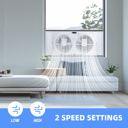 9" Twin Window Fan Manual Control Or Remote Control, 2-Speed/3-Speed Expandable Dual Window Fan for Indoor Use