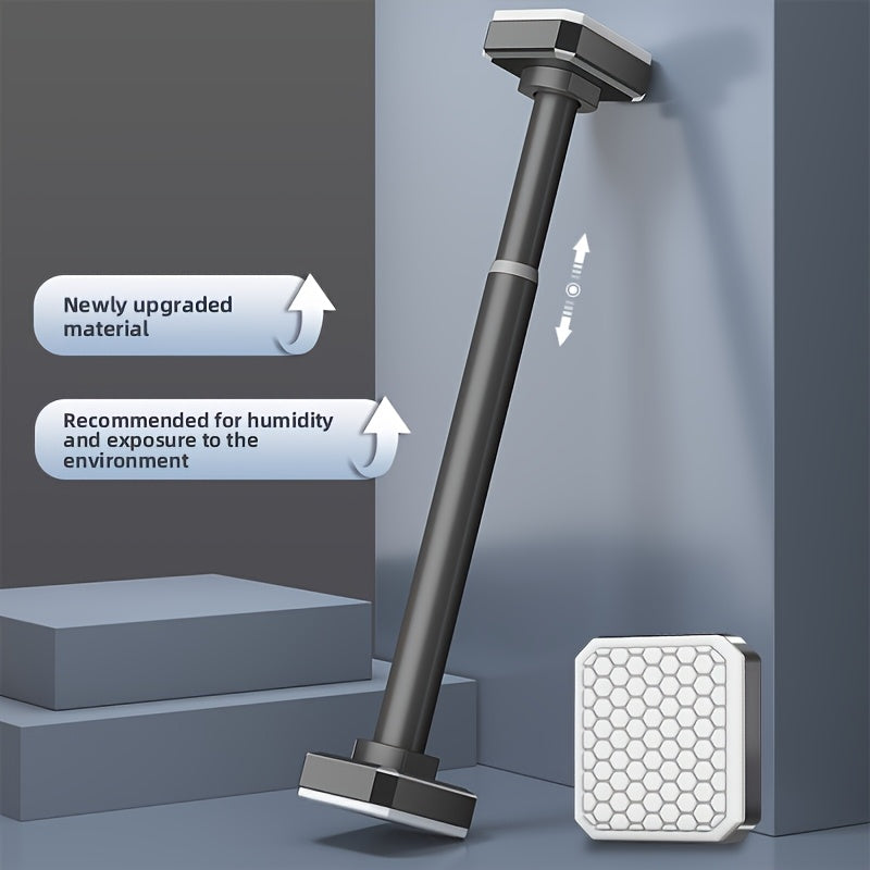 1pc No Hole Home Balcony Hanging Rod, Telescopic Drying Rod, Multifunctional Balcony Coat Rack, Telescopic Tension Curtain Rod, Telescopic Bathroom Bathrobe Towel Rack, No Hole Home Curtain Rod, Bathroom Telescopic Rod