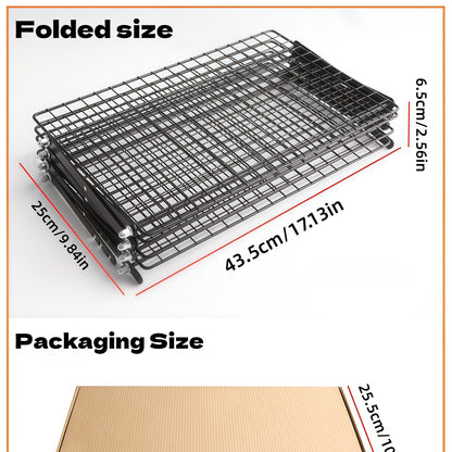 Collapsible Cooling Rack, Metal Wire Baking Tray, Stackable Drying Rack with Adjustable Four-Position Design, Suitable for Grilling While Camping, Ideal for Baking And Cooling And Cakes