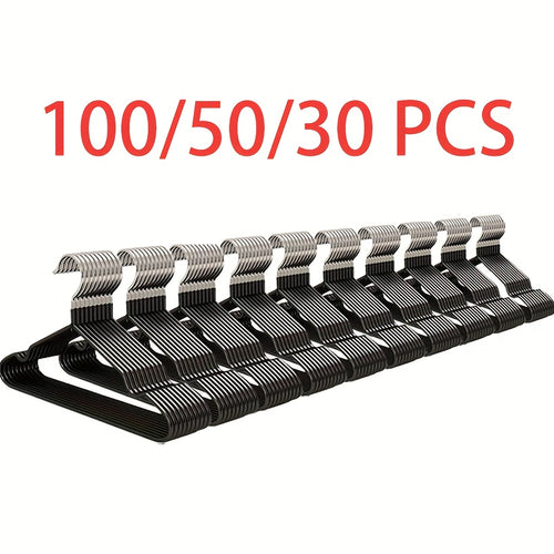 100pcs/50pcs/30pcs, High Manganese Steel Coated Non-slip Hangers, Thickened And Reinforced, Upgraded Weight Capacity, Waterproof And Rust-proof, for Home Use, Commercial Use, Closet Organization And Storage, Coat Hangers, Suit Hangers, Space-saving