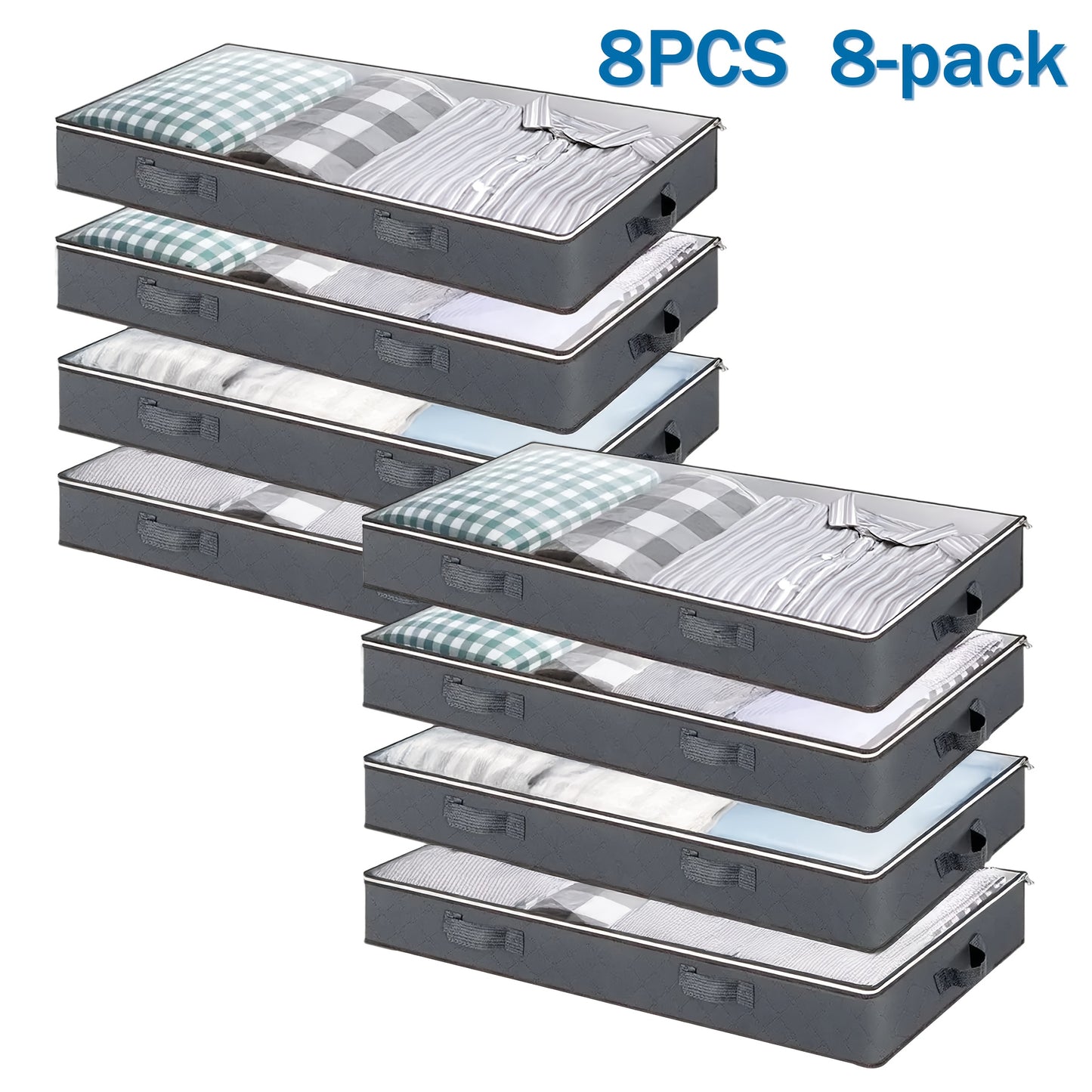 4 Pack Under Bed Storage, 23.78gal Collapsible Closet Containers Organizers And Under Bed Storage Bins, Underbed Storage Bags for Blanket, Towels, Clothes, Comforter, Sweaters, Under-Bed Storage, Gifts, Under-Bed Storage
