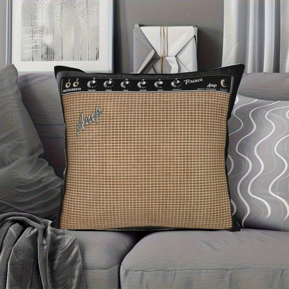 Gorgeous Style Guitar Amplifier Throw Pillow Cover, Decorative Zipper Throw Pillow Cover, Polyester, Machine Washable, Suitable for Musicians, Guitarists Gifts, Comfortable Living Room Bedroom Sofa Home Decoration, Pillow Core Not Included