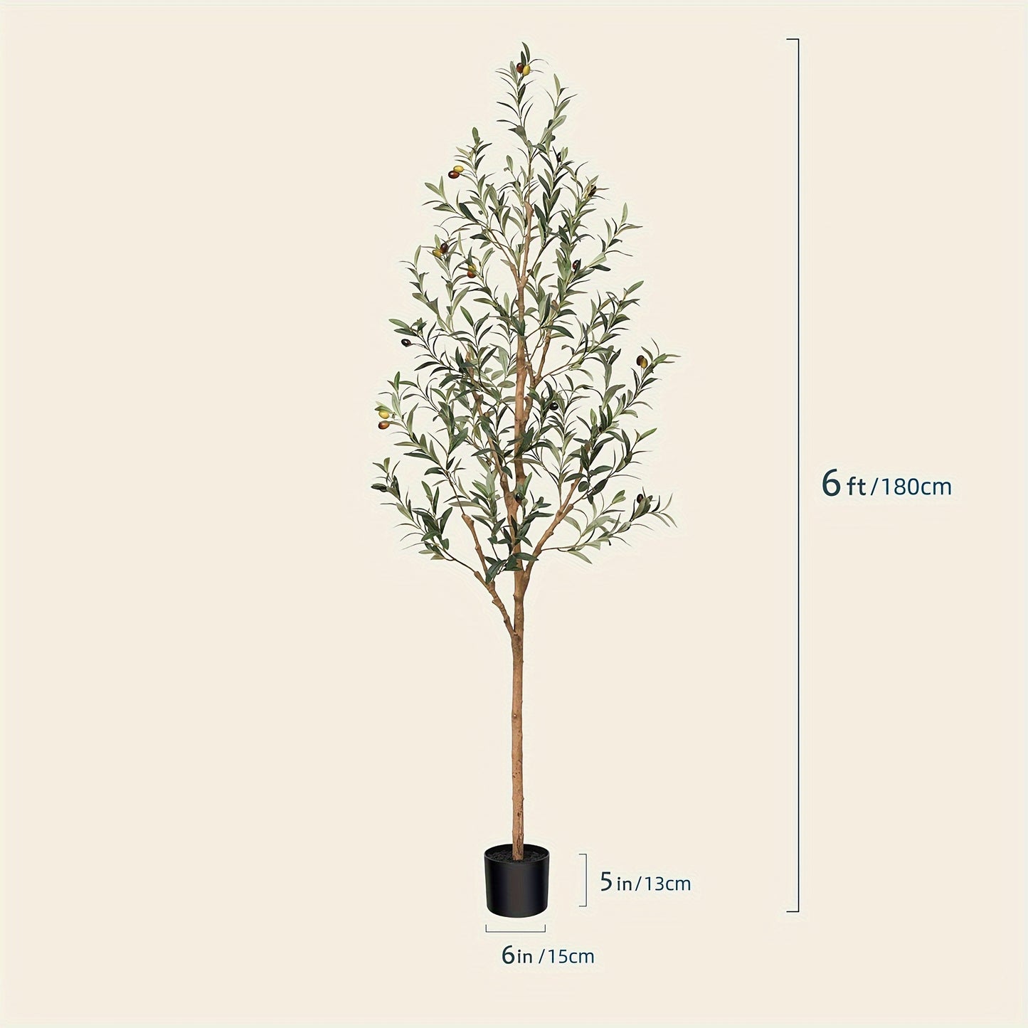 Artificial Olive Tree Potted Faux Plant Real Wood Trunk Lifelike Fruits Indoor Outdoor Home Office Decor Fake Silk Tree Multiple Sizes Available 4ft 5ft 6ft 7ft