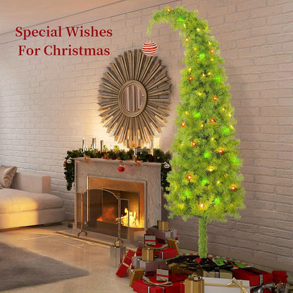 6FT Flexible Christmas Tree with Christmas Skirt and Ball, Artificial Christmas Tree Stand and Unique Christmas Tree Decorations, Christmas Decorations for Home Office Party Decoration
