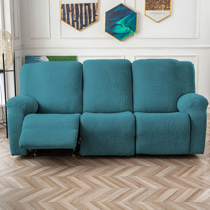 1/2/3/ Seat Plus Center Control Recliner Sofa Cover, Winter Insulation, Furniture Decoration, High Stretch Big Leaves Jacquard Sofa Recliner Cover, Soft And Washable, Loveseat Recliner Cover with Console, Home Decoration, Mother'S Day Gifts