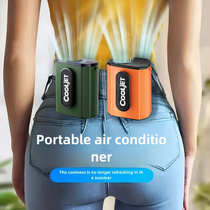 Neck-hanging Portable Waist Fan, Featuring an 18000RPM Powerful Brushless Motor, Four-speed Wind Adjustment, and a 5000mAh High-capacity Long-lasting Battery. Equipped with an LED Power Indicator, It Is Suitable for Outdoor Work, Camping