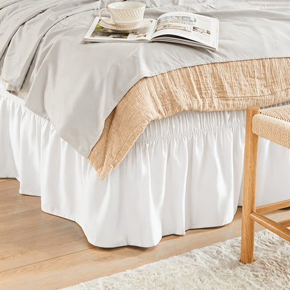 NICELEAF Elastic Bed Ruffle, Easy Wrap Around Ruffle, Microfiber Bed Skirt With Adjustable Elastic Belt 15 Inch Tailored Drop, Hotel Quality Bedskirt, Fade Resistant, Easy Fit, Machine Washable