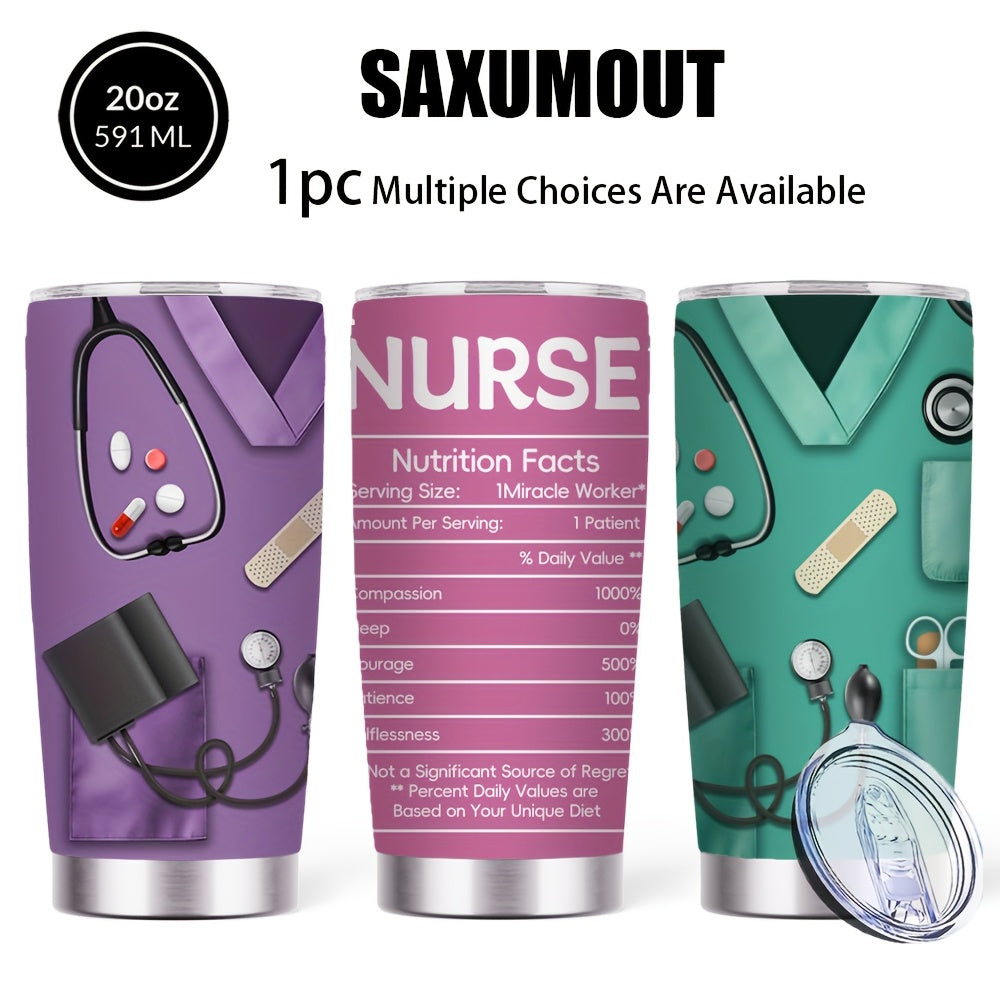A Coffee Mug Featuring a Nurse'S Medical Kit Design, a 20-Ounce Stainless Steel Insulated Cup with a Lid And Straw, Suitable for Beverages And Kitchen Storage, Perfect for Travel, Summer Hydration
