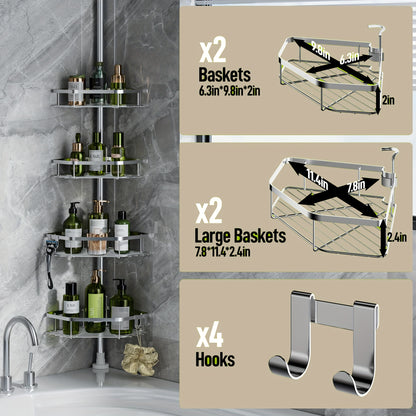 Corner Shower Caddy Tension Pole, Shower Caddies