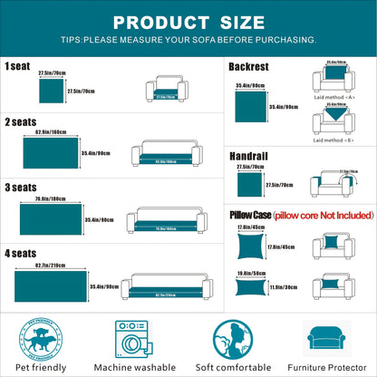One Bohemian-style chenille sofa cover, suitable for pet-friendly families. Non-slip plush sofa cover with embroidered details. Fits two/three/four-seater sofas or single sofas, including backrests and armrests. Machine washable, soft sofa cover