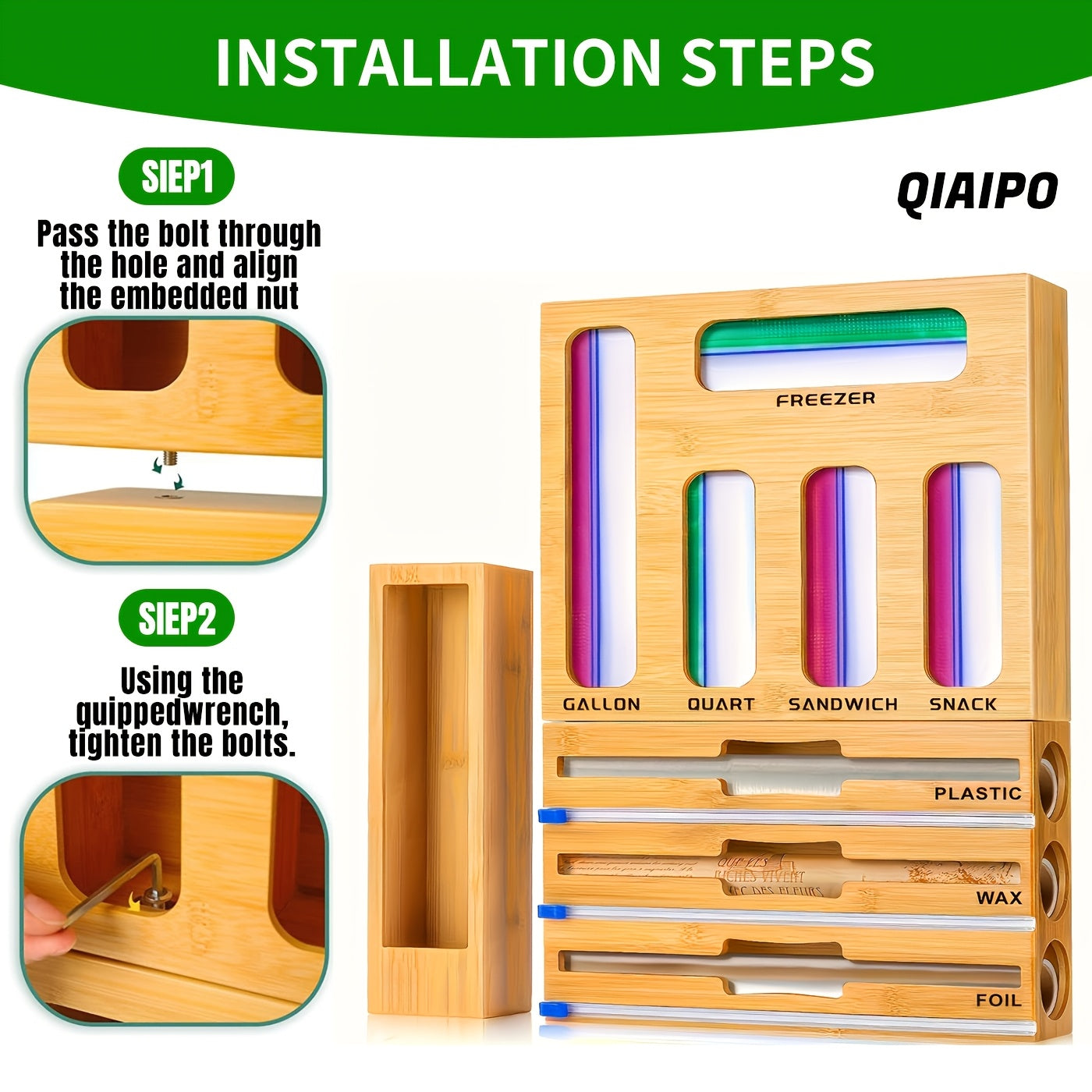 1pc 9-IN 1 Sealer Bag Organizer Box, Kitchen Drawer Organizer, Foil And Plastic Wrap Organizer, Compatible With Sandwich, Snack Variety Size Bags, Easy To Use And Clean, It'S A Great Choice For The Kitchen.