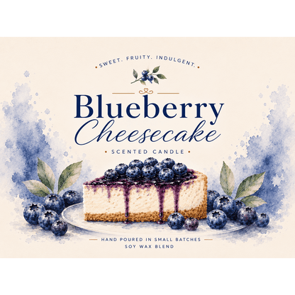 Blueberry Cheesecake Scented Soy Wax Candle | Holiday Candles | Fall Candles | Cinnamon Candle | Holiday Gifts | Seasonal Candle | Blueberries