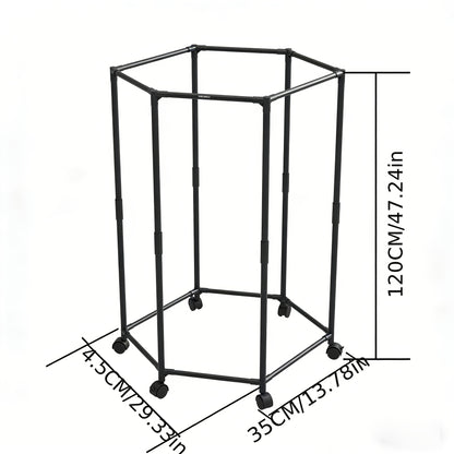 Space-Saving Hexagonal Clothes Drying Rack - Sturdy Metal Floor Vertical Coat Rack with Multiple Rods, Suitable for Bedrooms, Dormitories, And Balconies, Can Hold Multiple Pieces of Clothing, Dormitory Room Furniture | Metal Frame Rack, Hanger