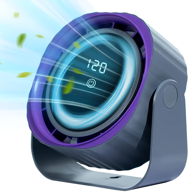 A Silent Wall Mounted Desktop  with Digital Display, 5-speed Wind Speed, Can Be Hung, Powered By A 5400mAh Battery, Portable USB Desktop , Suitable for Office, Bedroom, Bedside, Travel, Camping