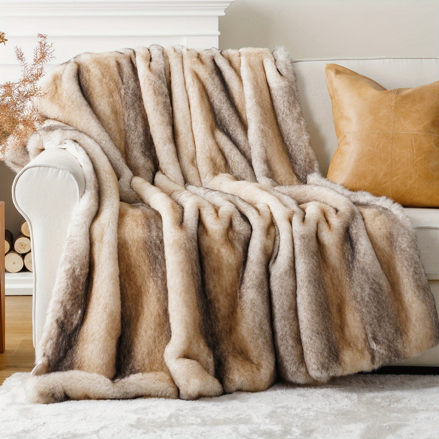 Long Hair Blankets for Couch, Bed, Super Soft, Fluffy, Elegant Thick Throw Blanket Reversible to Plush Velvet Throw