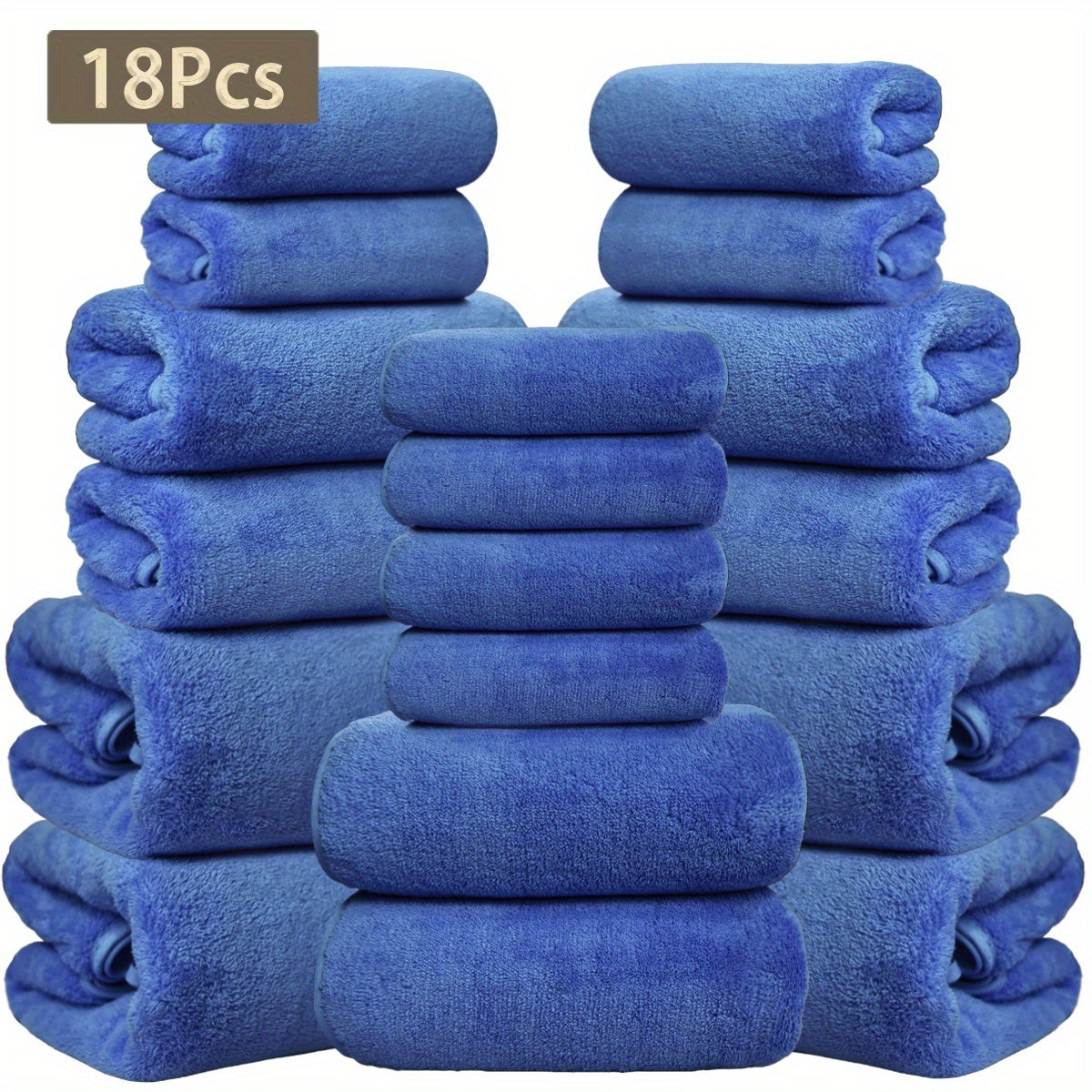 18pcs Coral Velvet Towel Bath Towel Set, 4 Bath Towels, 4 Towels, 10 Square Towels, Suitable for Hotel, Home, Travel, Spa