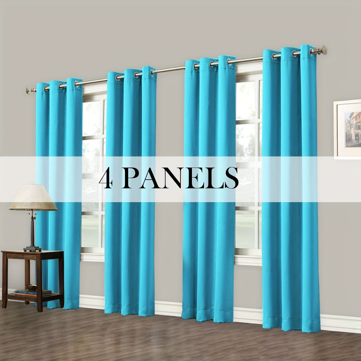 4 Panels Blackout Curtains Grommet Room Darkening Sun Blocked Curtains for Living Room, Bedroom, Set of 4 Panels