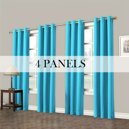 4 Panels Blackout Curtains Grommet Room Darkening Sun Blocked Curtains for Living Room, Bedroom, Set of 4 Panels