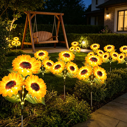 4/8 Solar-Powered 3-in-1 Sunflower LED Garden Light, Home Garden Ambient Light, Yellow Flower Decoration, IP44Waterproof, Lawn Path Landscape Light, Suitable For Patio, Terrace, And Path Lighting Decoration, Mother'S Day And Housewarming Garden Gift