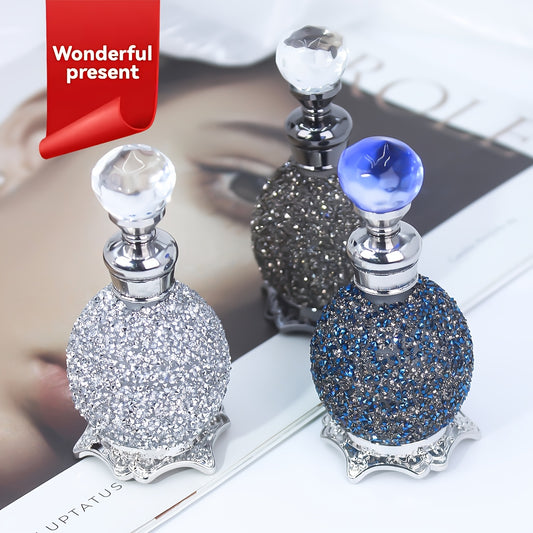 Christmas Pocket Edition! 0.51oz Empty Essential Oil Bottle, Vintage Imitation Crystal Arabic Style Portable Design, Dressing Table/ Travel Decoration Gift