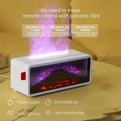 3D Realistic Flame Electric Fireplace, Dual-function Aroma Diffuser And Humidifier, Silent Operation, Realistic Fireplace Effect with Flickering Flames, Suitable for Living Room, Bedroom, Office, Ideal Christmas/Valentine's Day Gift