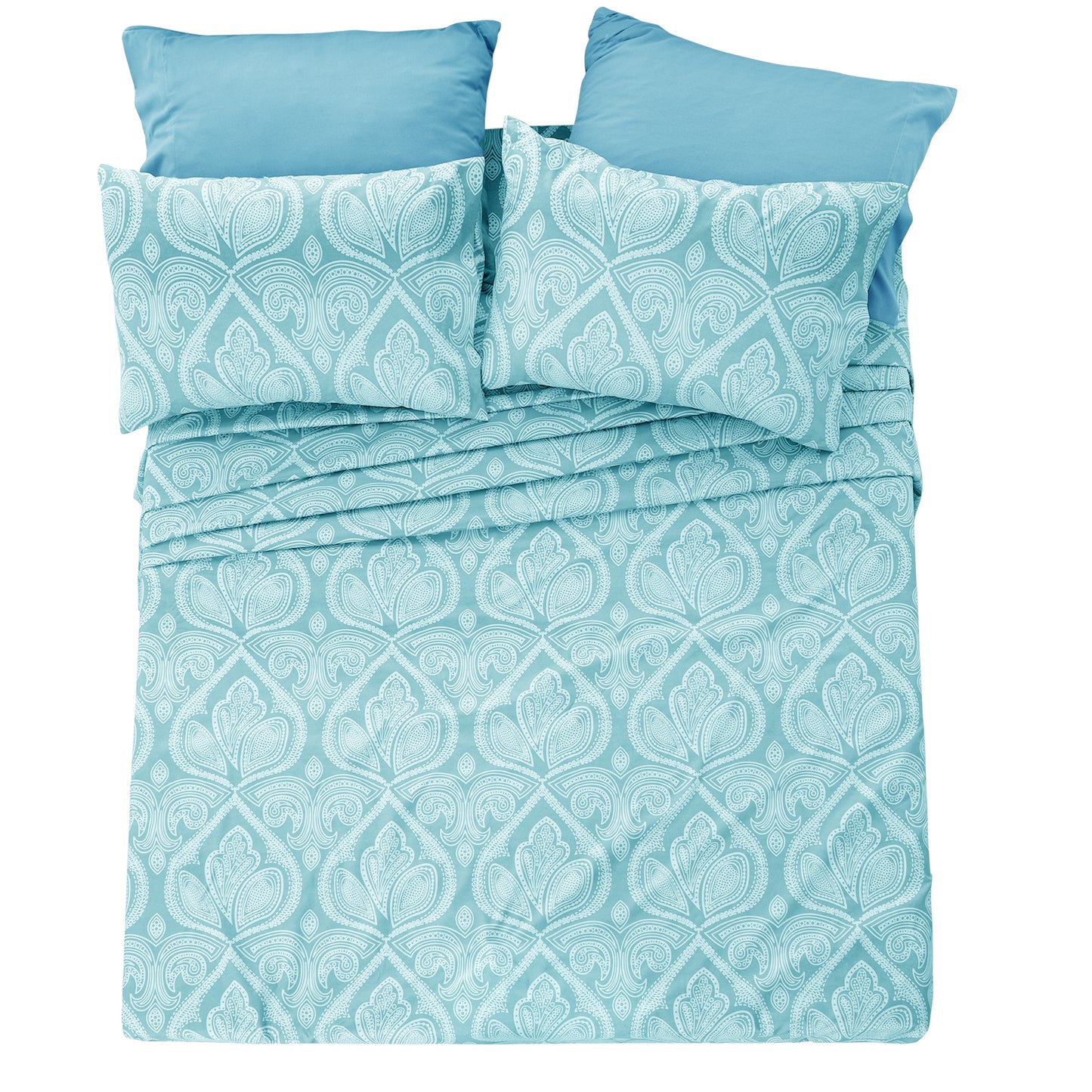 6/4 Piece Paisley Bed Sheet Set – Soft Brushed 100% polyester Wrinkle Free Sheets, Deep Pocket Fitted Sheet, Luxurious Printed Bed Sheets, All-Season Comfort