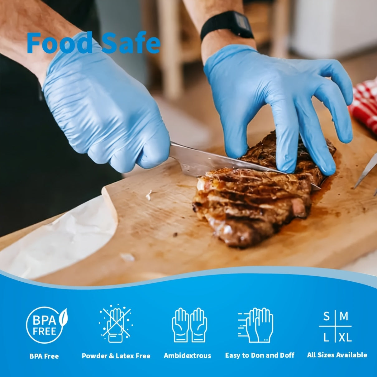 1000/501/201/101pcs Pack, Blue Nitrile Disposable Gloves, 5.5mil Thickness, Elastic Fit, Chemical-resistant, -free, Designed for Maintenance Teams, Suitable for Household Cleaning, Tattooing, Painting, Car Washing, Etc