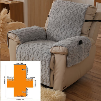 1pc of Shu Velveteen Non-Slip Recliner Cover, Soft Plush Single Chair Sofa Cover, Armrested Single Chair Protective Cover, Pet Scratch-Resistant Sofa Cover, Recliner Protection Cover, Ideal for Bedroom, Office, Living Room, Home Decor
