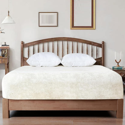 Double-Sided Velvet Sheet Set – Soft Warm Milk Velvet & Suede Fitted Sheet with Pillowcases All Seasons Twin Full Queen King