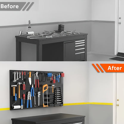 2/ 4pcs Metal Nail Board Wall Board Matched with 10/ 20 Metal Hook, Nail Board Garage Tool Storage, Essential for Storage In The Warehouse, A Space-saving Device. The Best Valentine's Day Gift for Your Boyfriend Or Husband