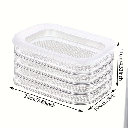 Stackable Refrigerator Organizer Containers 4-Tier with Lids – Meat Preservation Box, Food Storage for Vegetables, Fruits & Cooked Meats, Fridge Organization Set