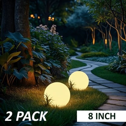 Solar Globe Lights Outdoor 8 Inch RGB Color Changing 16 Colors Remote Control Waterproof Garden Ball Light for Patio Yard Lawn Pool Pathway Party Decor